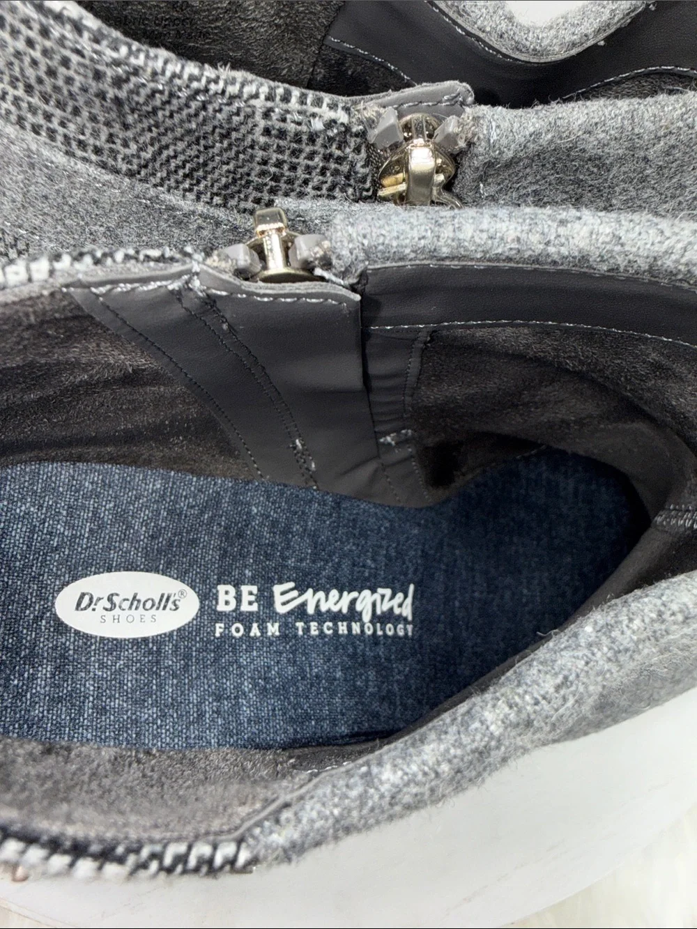 Dr. Scholl's Gray Fold-Over Wedge Ankle Booties